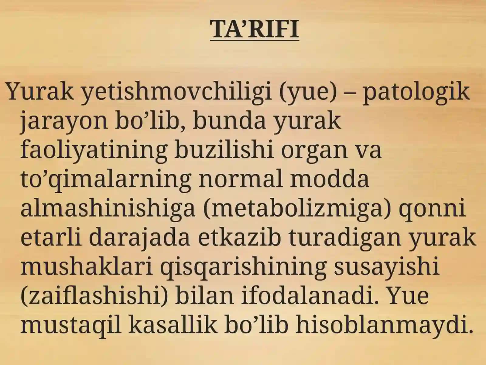 YURAK YETISHMOVCHILIGI 2