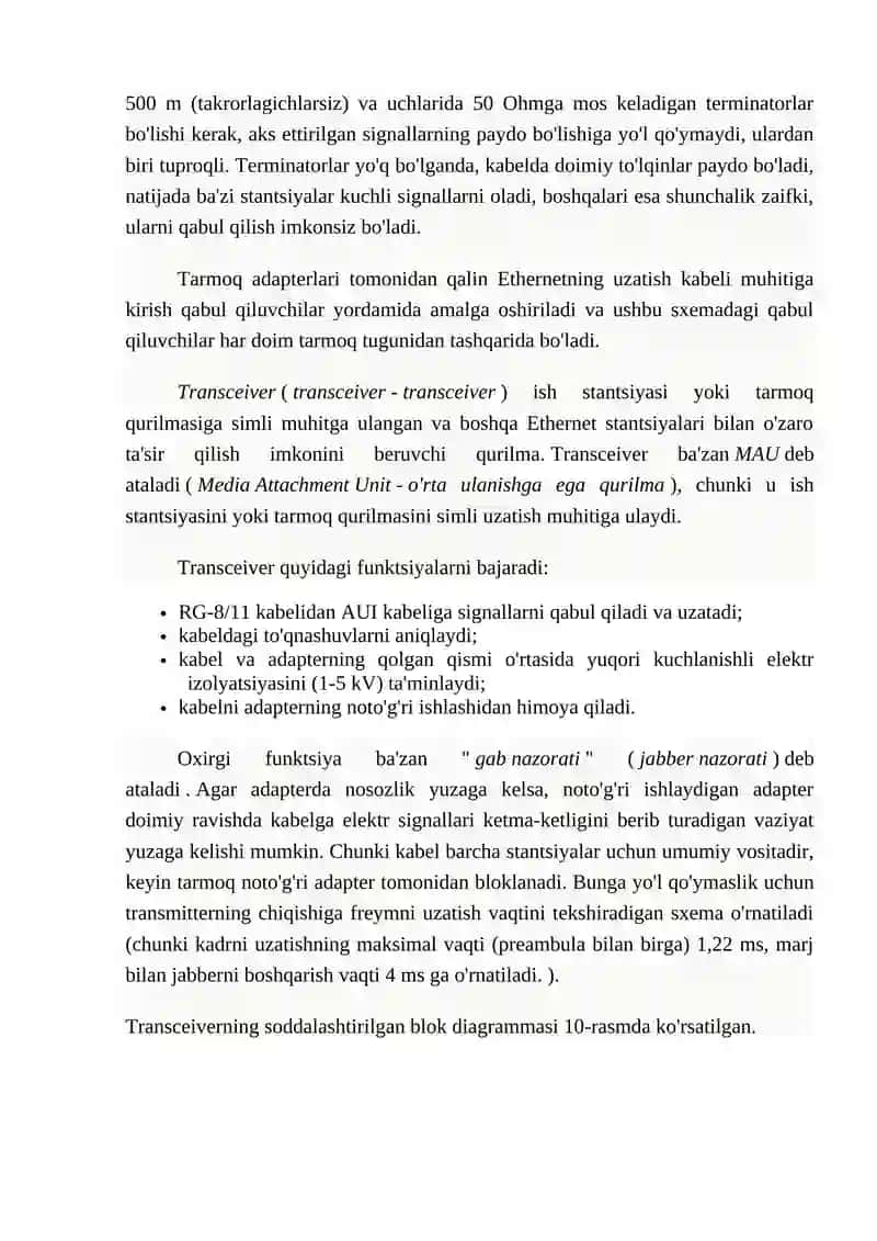 Ethernet: O`rama juft va koaksial kabellar 2