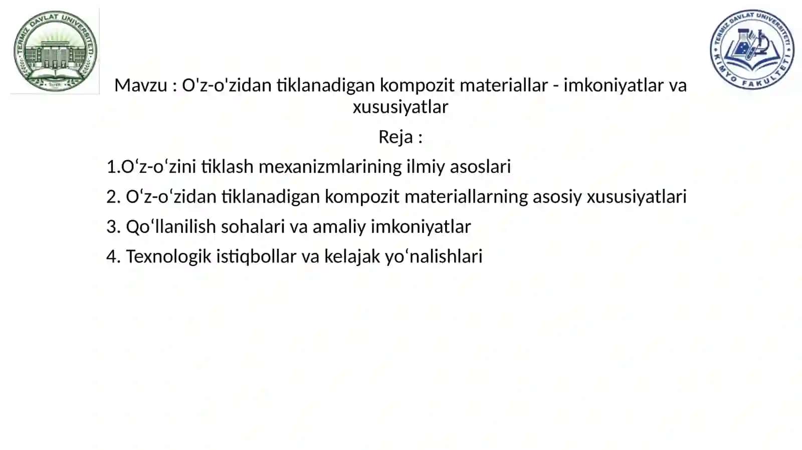 O'z-o'zidan tiklanadigan kompozit materiallar 2