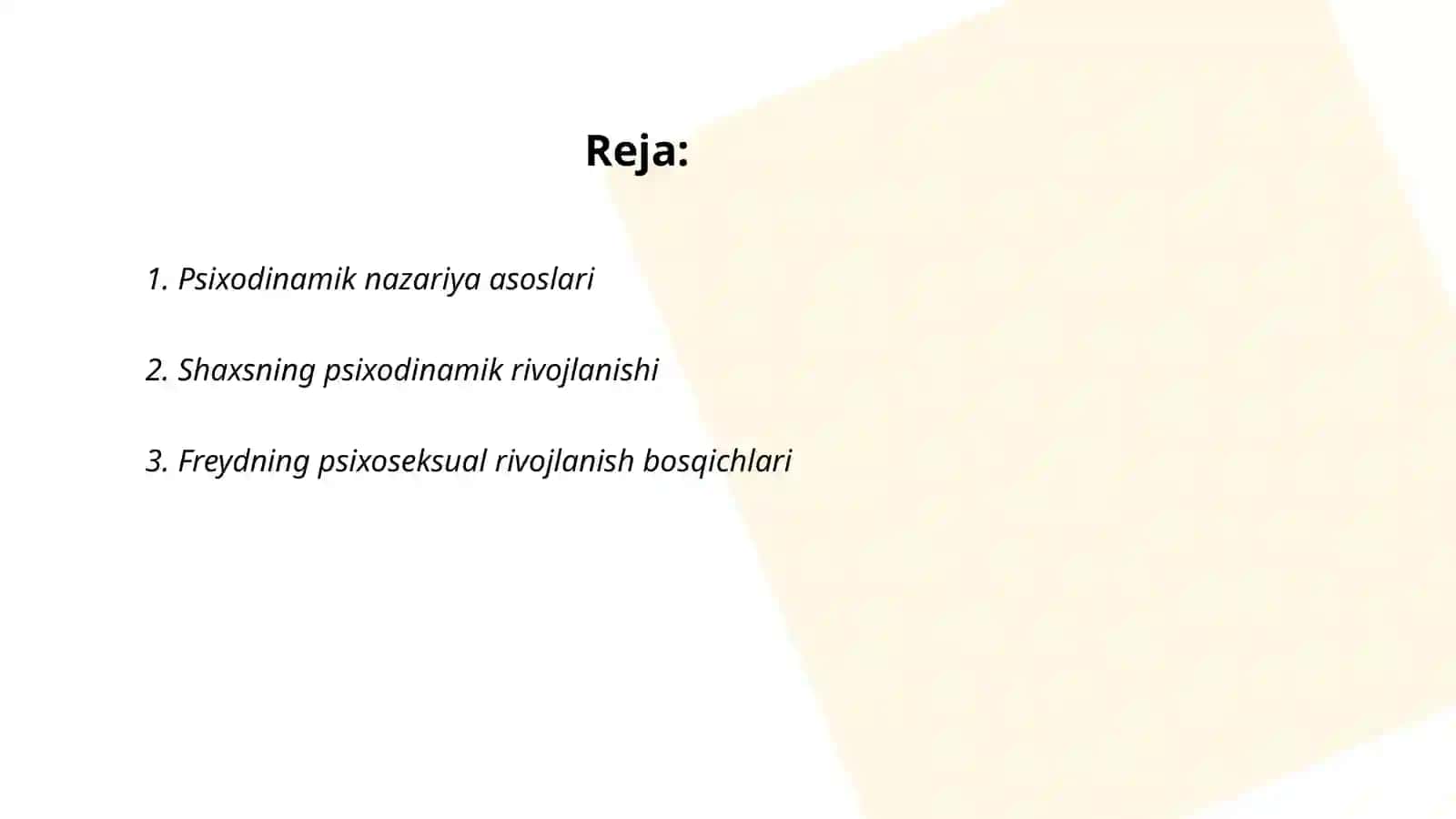 Psixodinamik yoʻnalishdagi qisqacha maʼlumotnoma 2