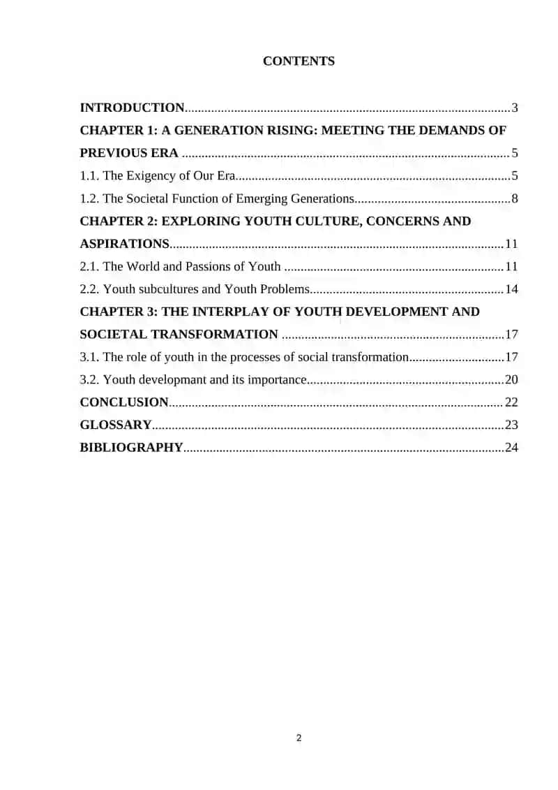 COURSE WORK THEME: THE YOUTH OF TODAY. GENERATION UNLIMITED. THE LIFE OF THE YOUTH. 2