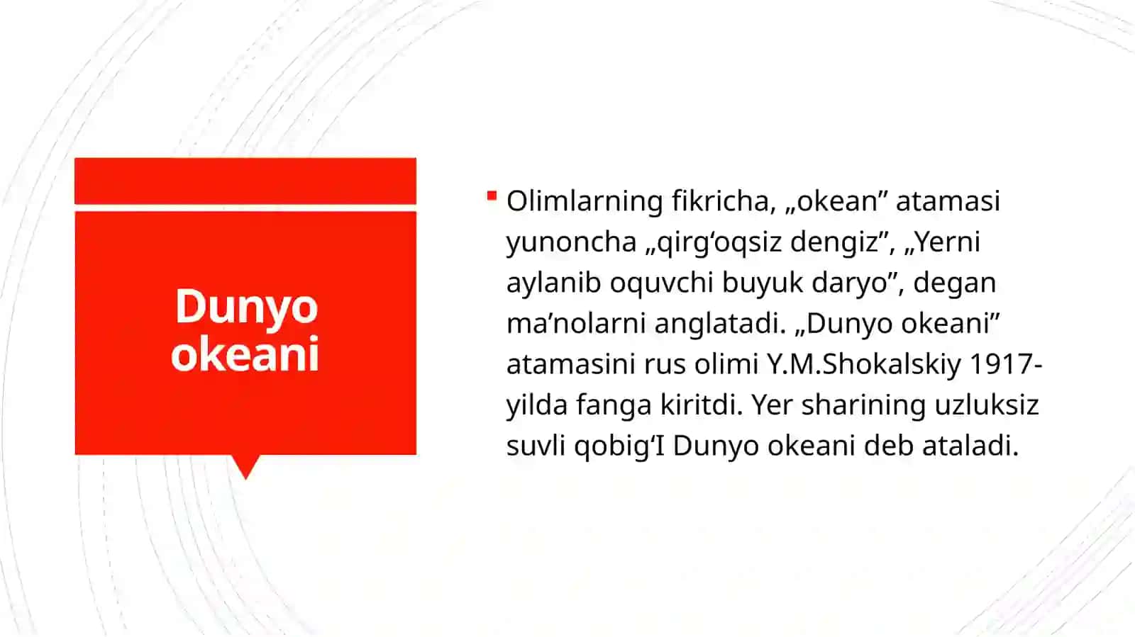 Dunyo okeani va uning qismlari. 2