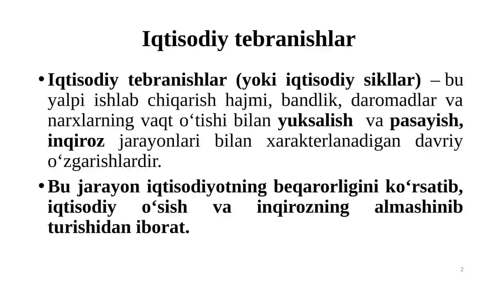 Iqtisodiy tebranishlar, ishsizlik 2