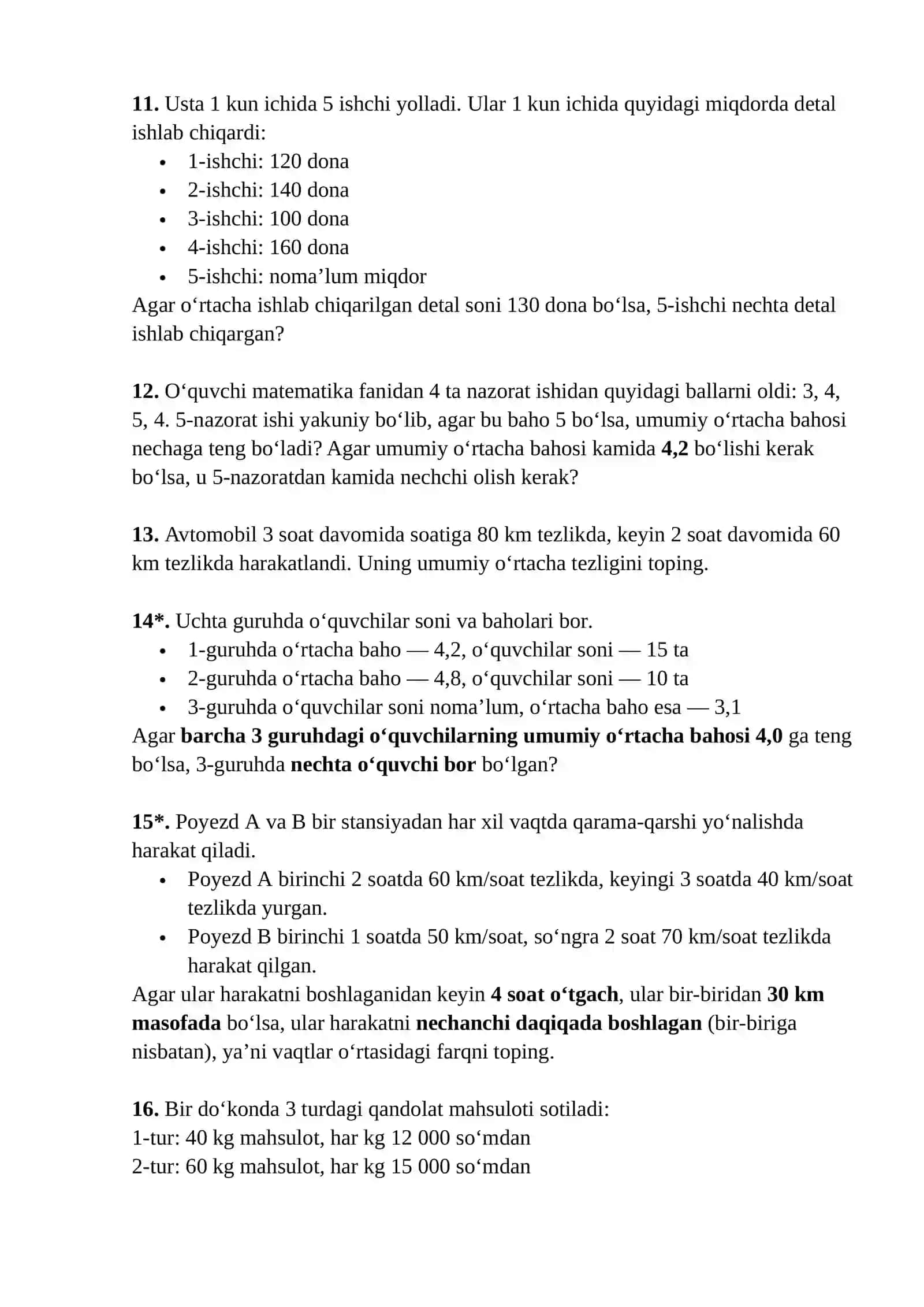 Matematika misollar to'plami 2