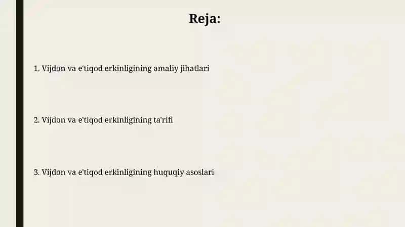 Vijdon va e'tiqod erkinligining ta'rifi 2
