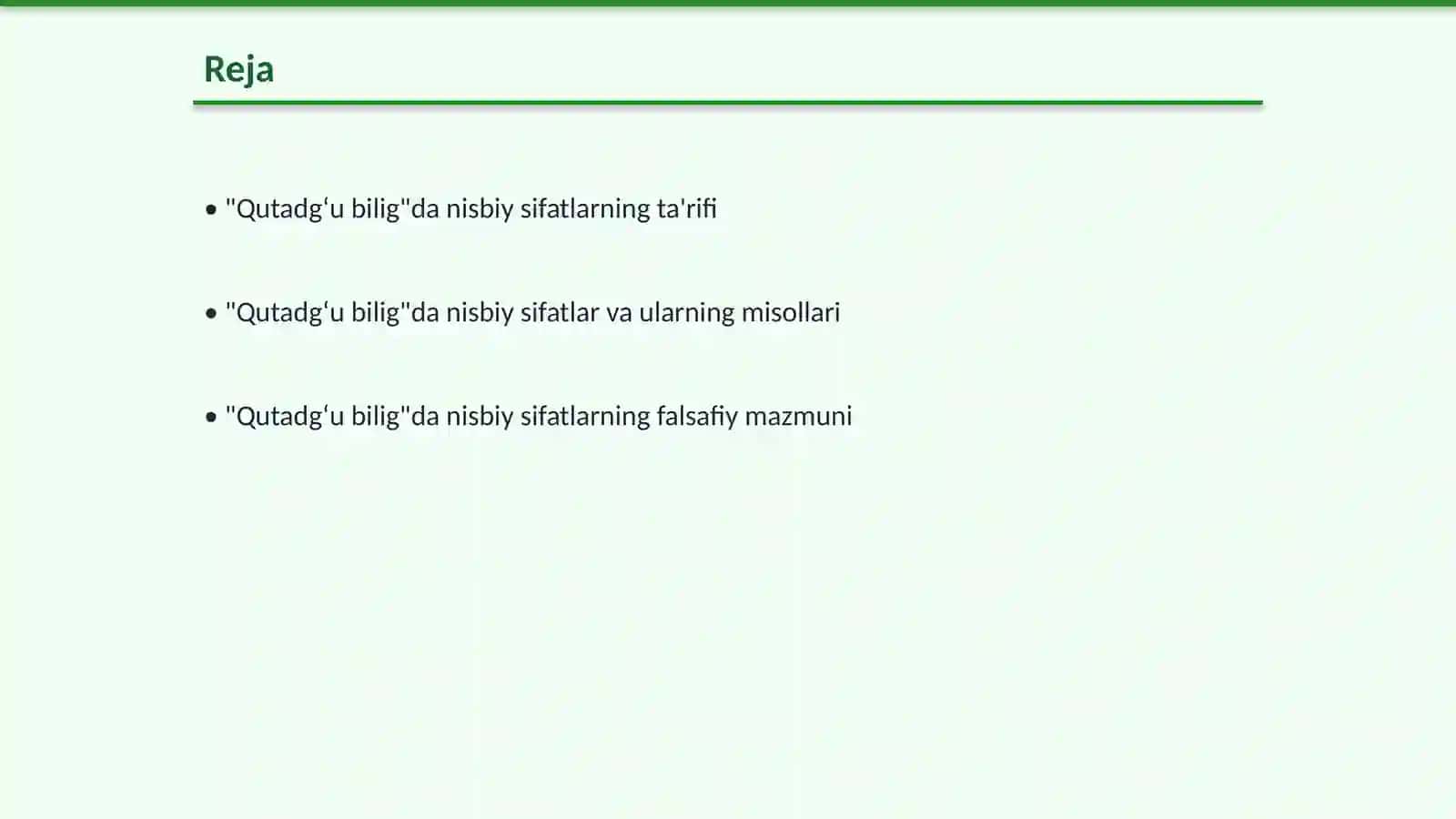 "Qutadgʻu bilig"dagi nisbiy sifatlar 2