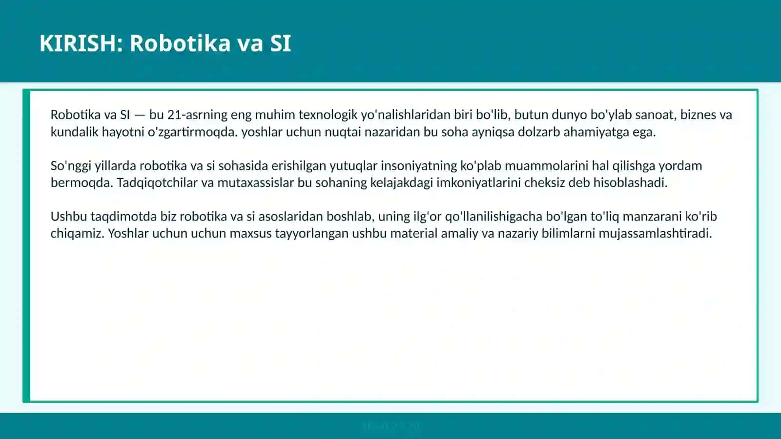 Robotika va SI 2
