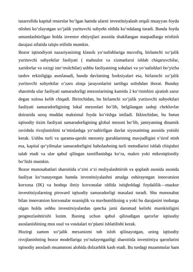 Innovatsiyalar samaradorligini baholash 2