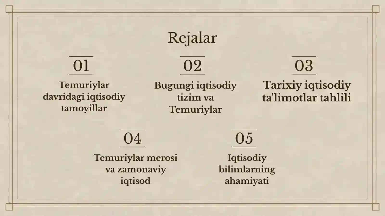 Temur va Temuriylar davridagi iqtisodiy ta’limotlarning bugungi kundagi ahamiyati 2026 yil 2