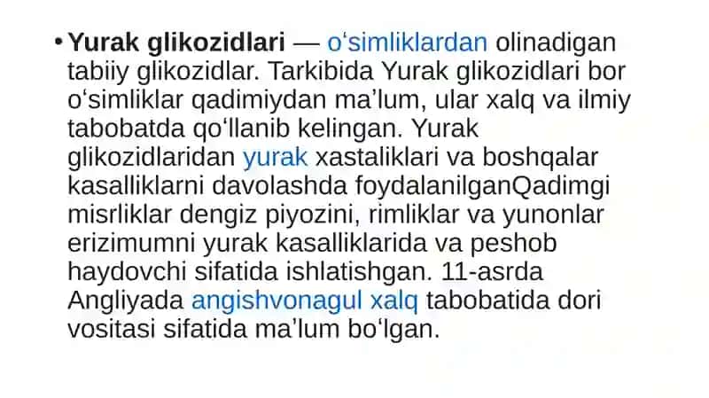Yurak glikozidlarining kimyoviy tuzilishi va ahmiyati 2