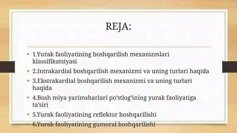 Yurak faoliyatining boshqarilishi 2