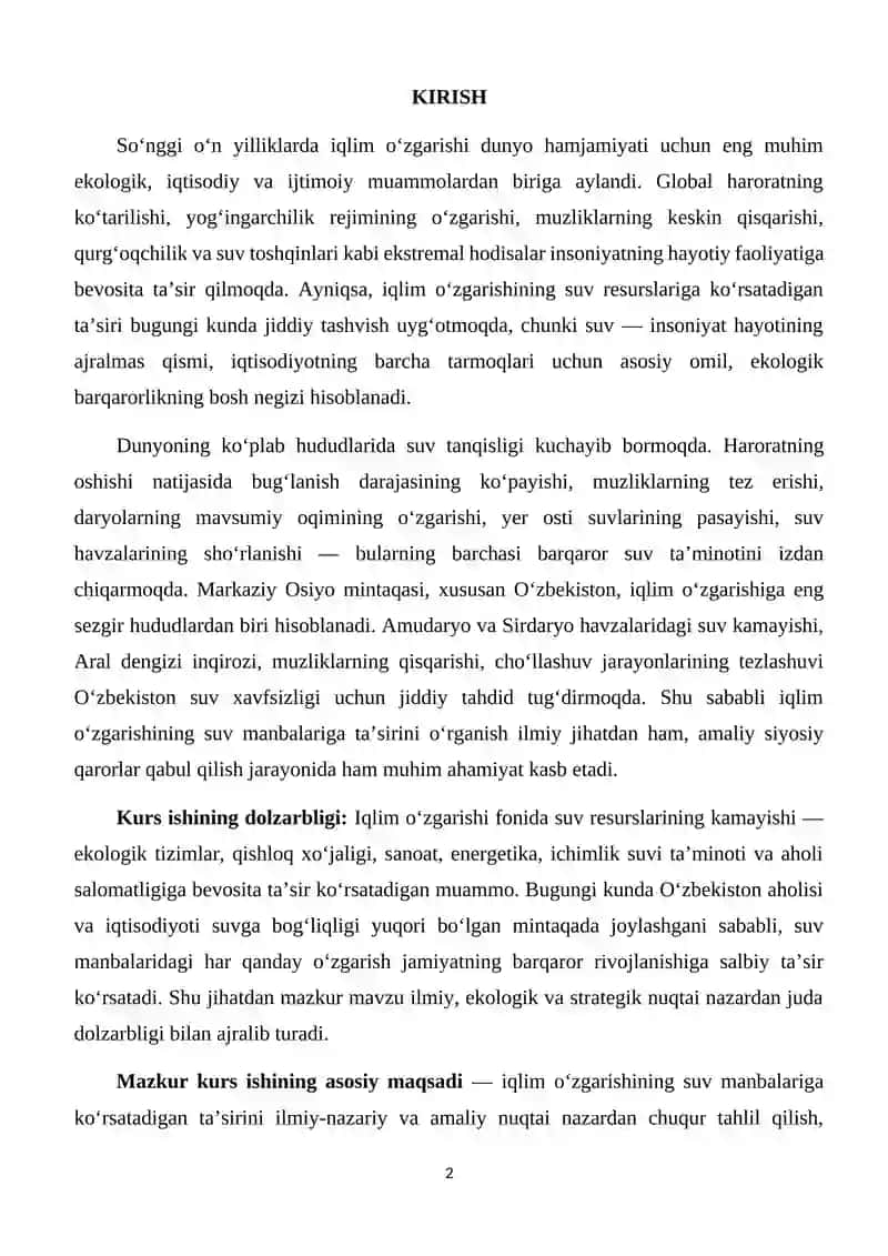 IQLIM O’ZGARISHIGA SUV MANBALARINING TA’SIRI 2