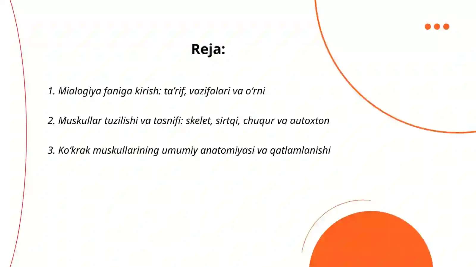 Mialogiya faniga kirish. Koʻkrak muskullari va fastsiyalari 2