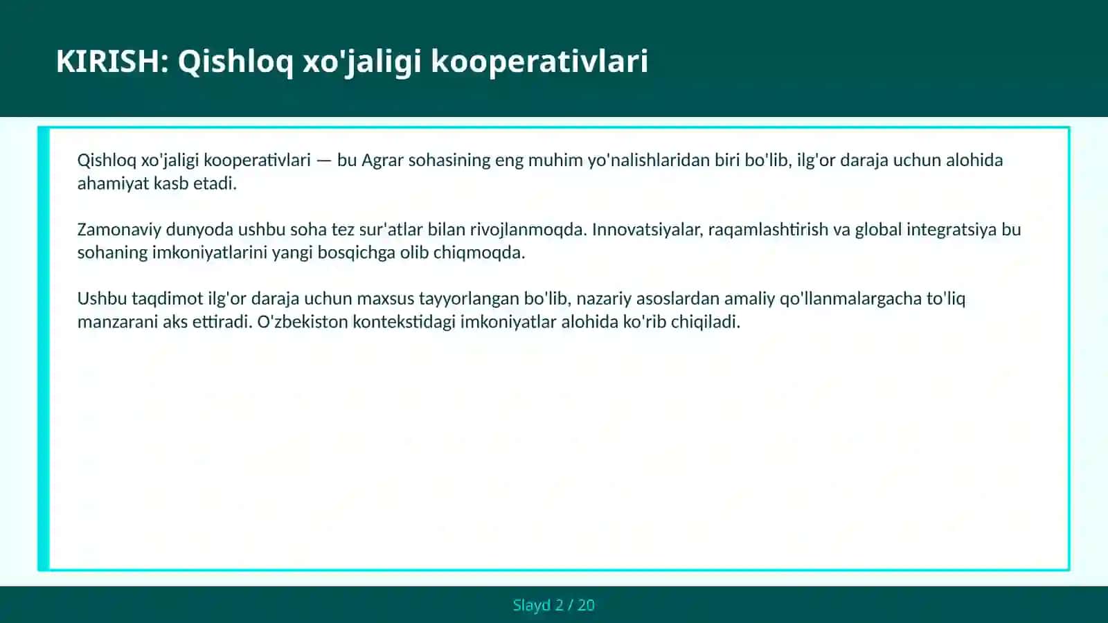 Qishloq xo'jaligi kooperativlari 2