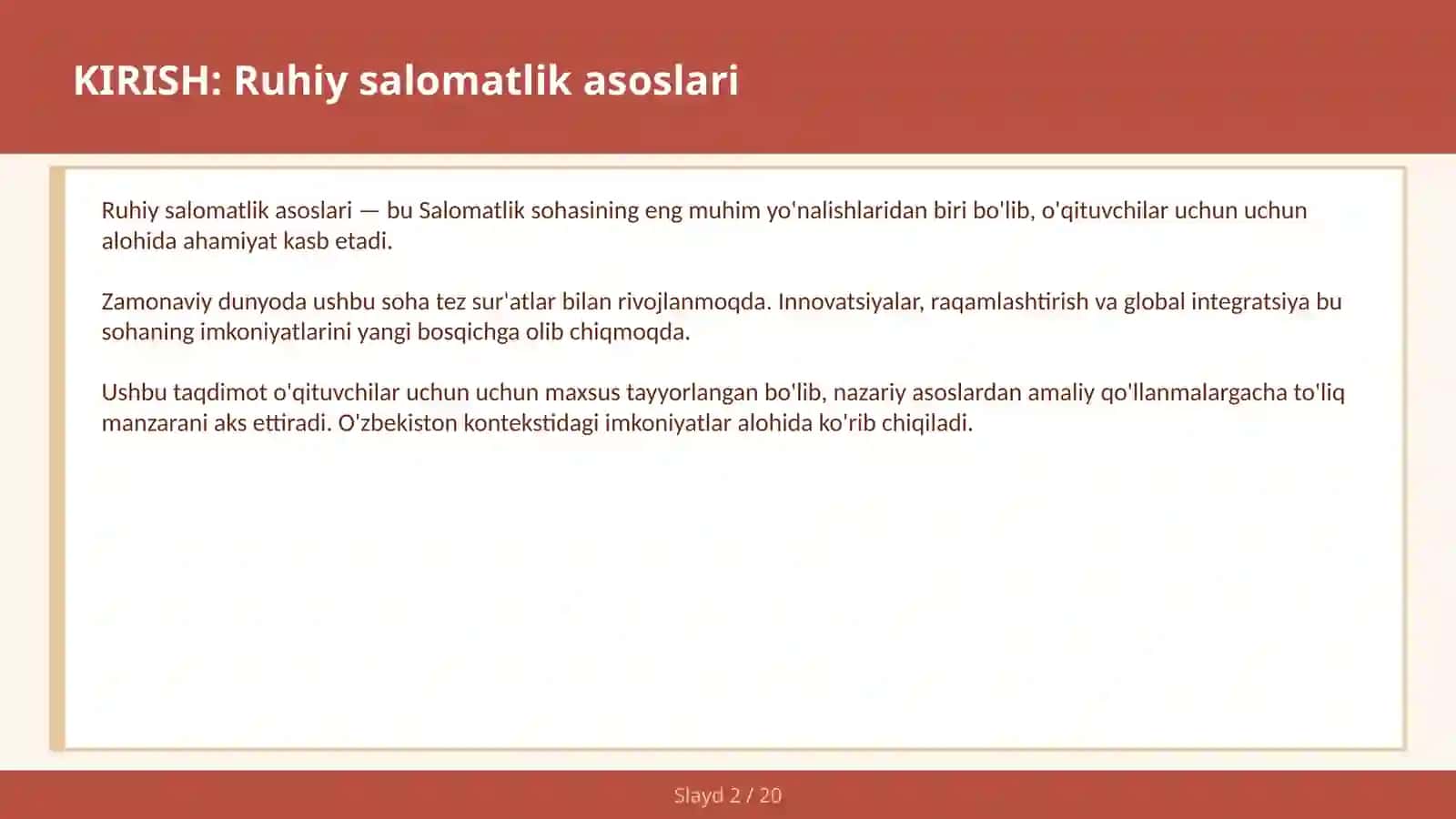 RUHIY SALOMATLIK ASOSLARI 2