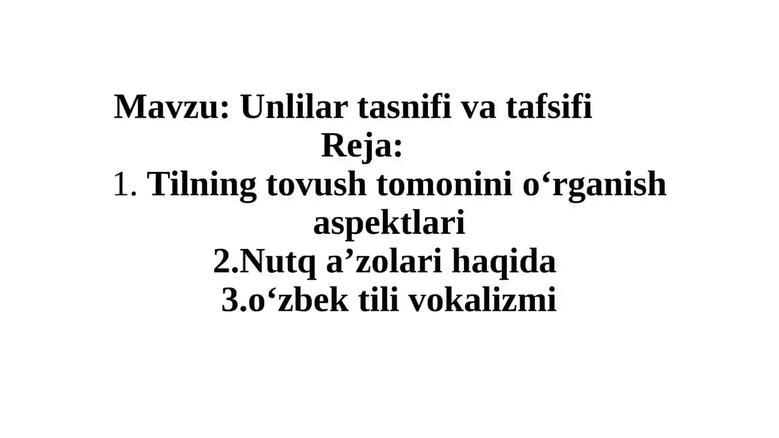 Unlilar Tasnifi va Tafsifi 2