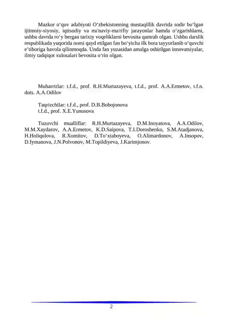 O‘zbekistonning eng yangi tarixi fanining predmeti 2