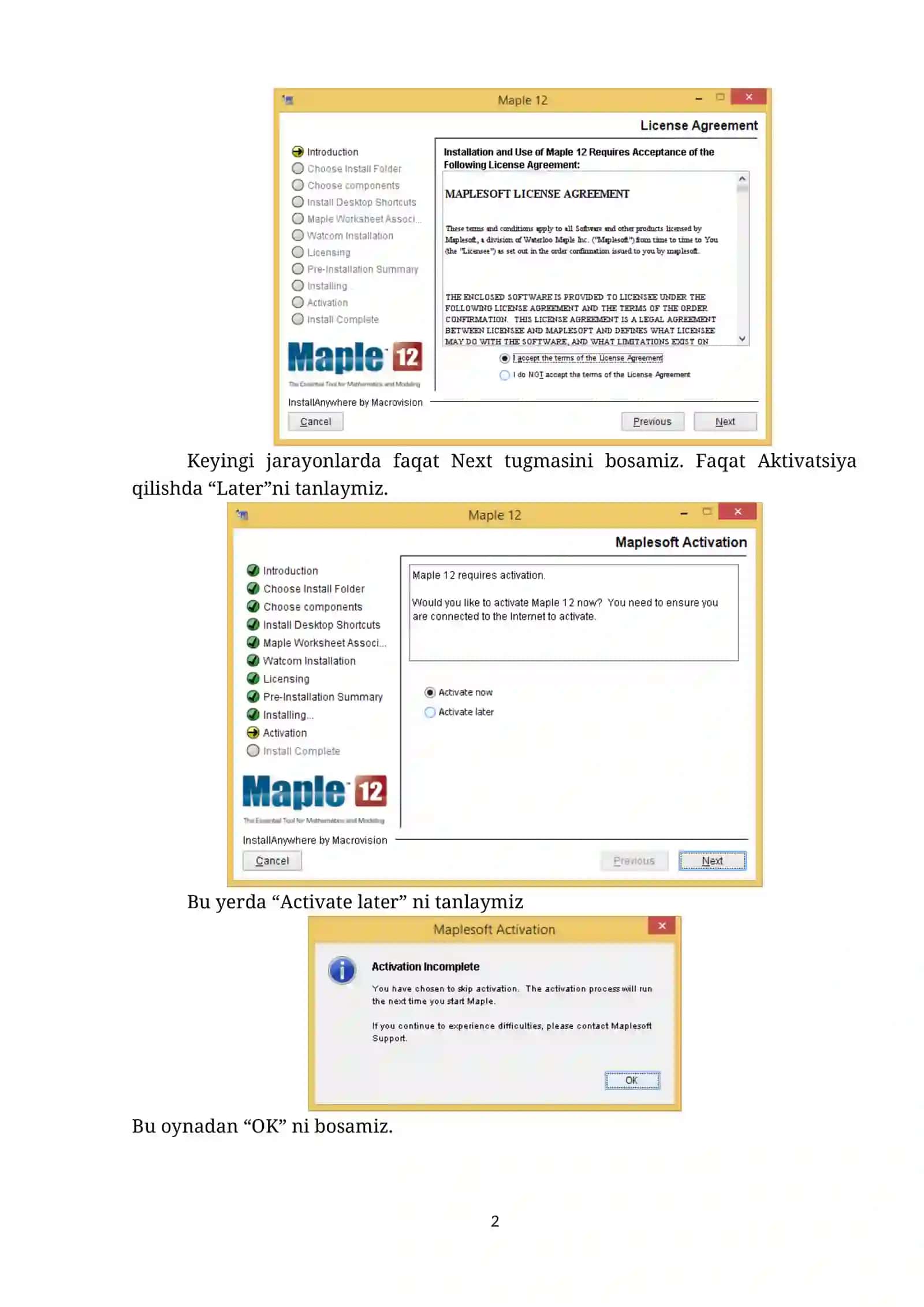 Maple tizimining grafik interfeysi. Asosiy menyular 2