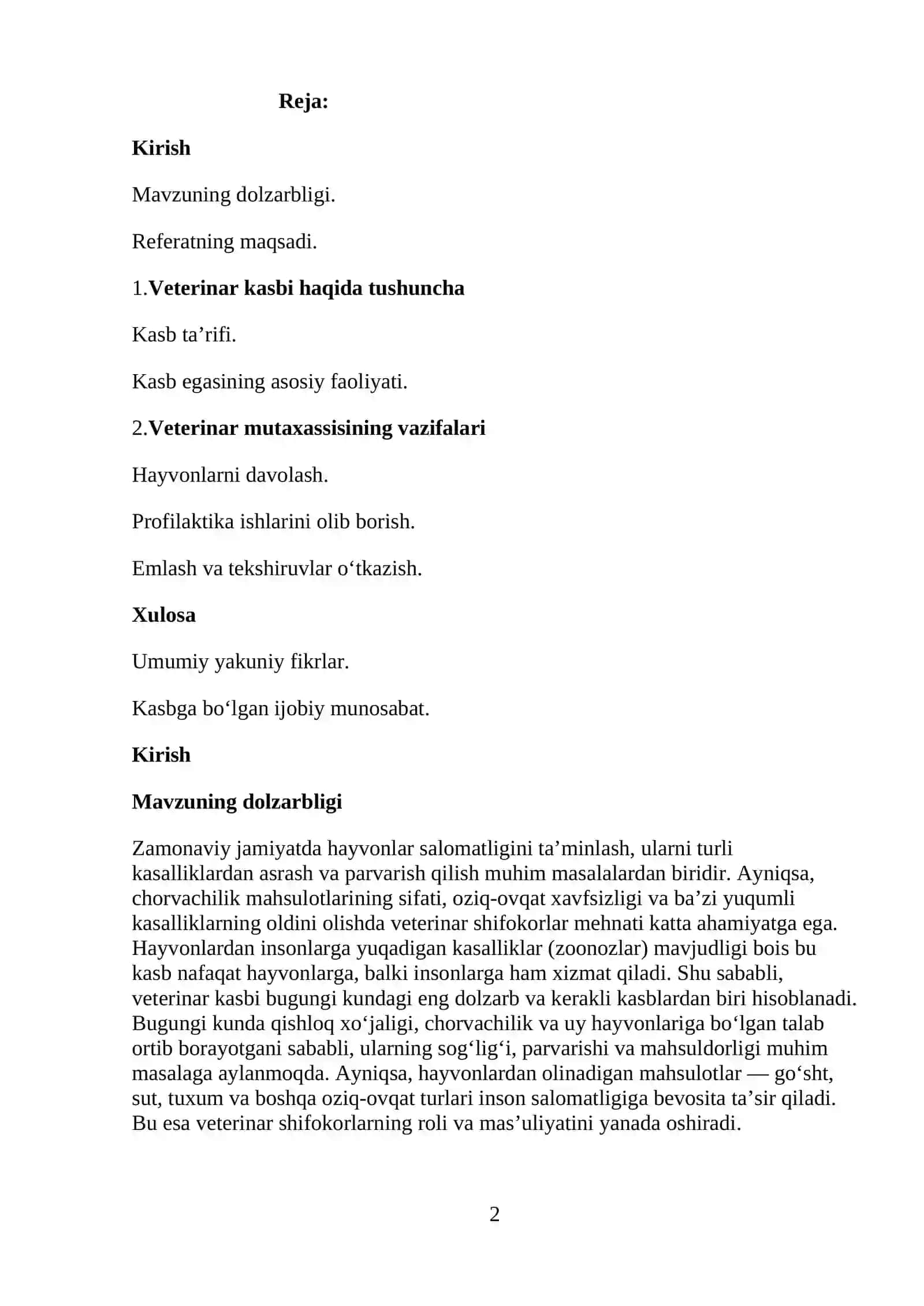 Veterinar kasbi haqida tushuncha 2