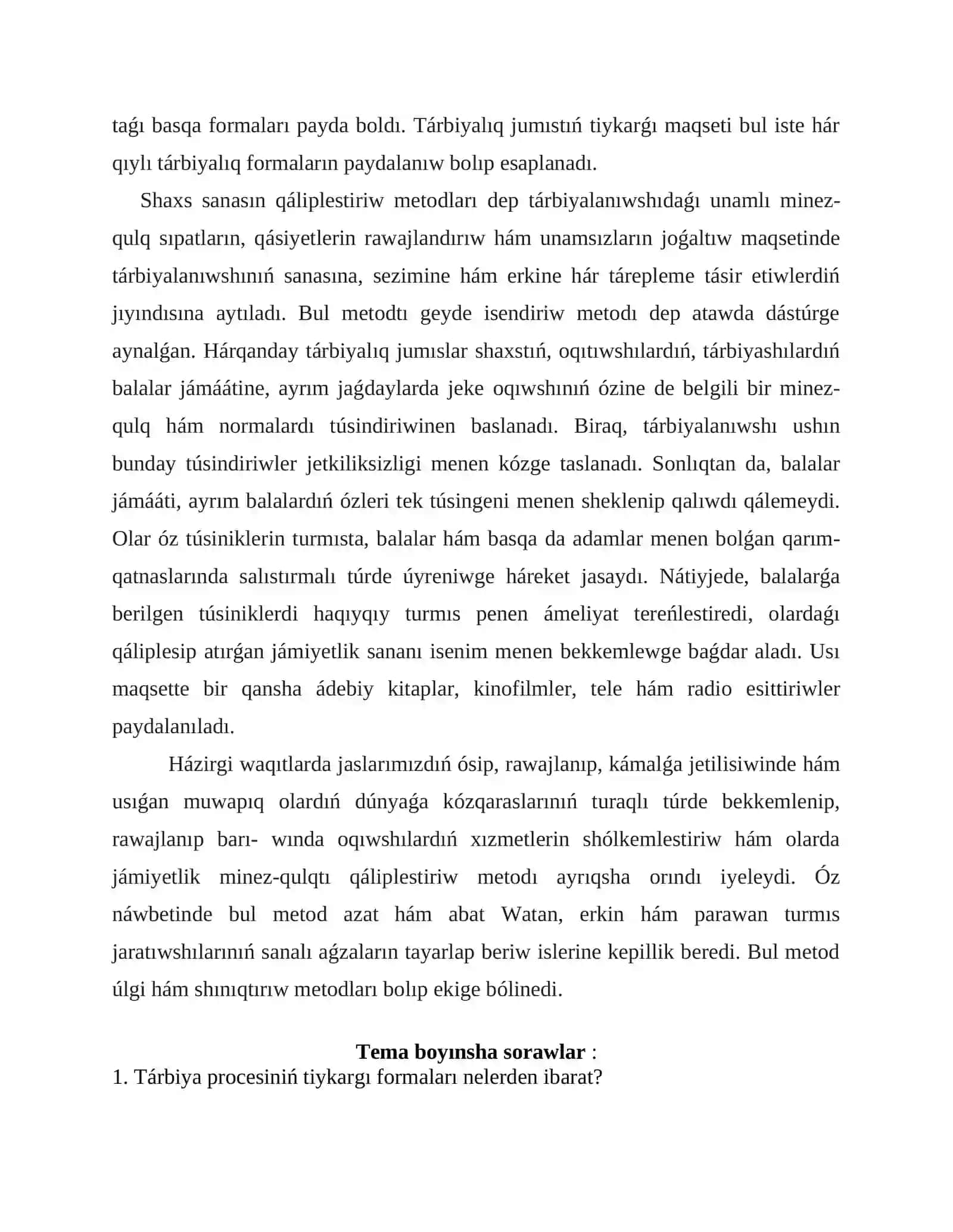 Tárbiya processinıń formaları hám metodları 2