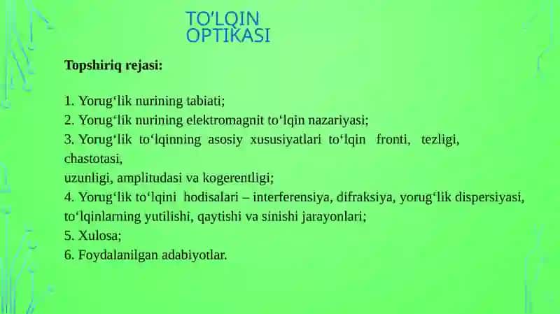 Mustaqilish To’lqinoptikasi 2