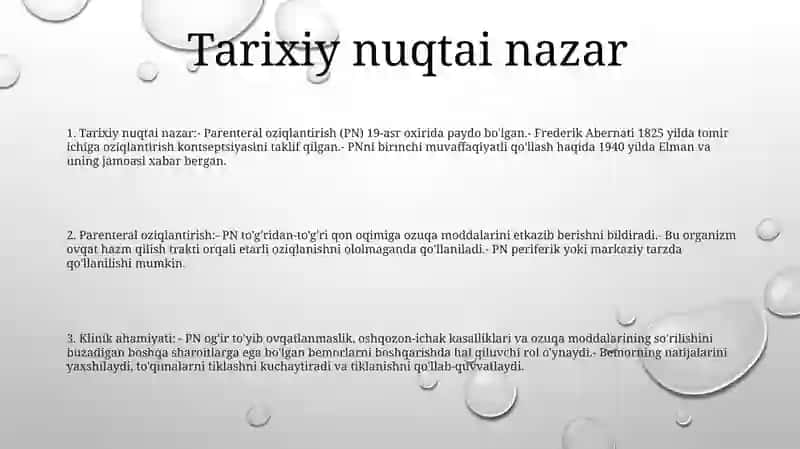 Parenteral Ovqatlanish Va Uning Klinik Ahamiyati 2