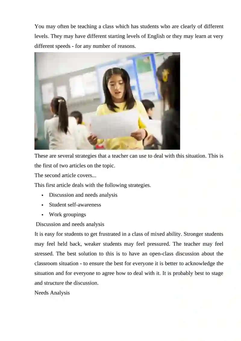 Planning for Mixed Ability Classes 2