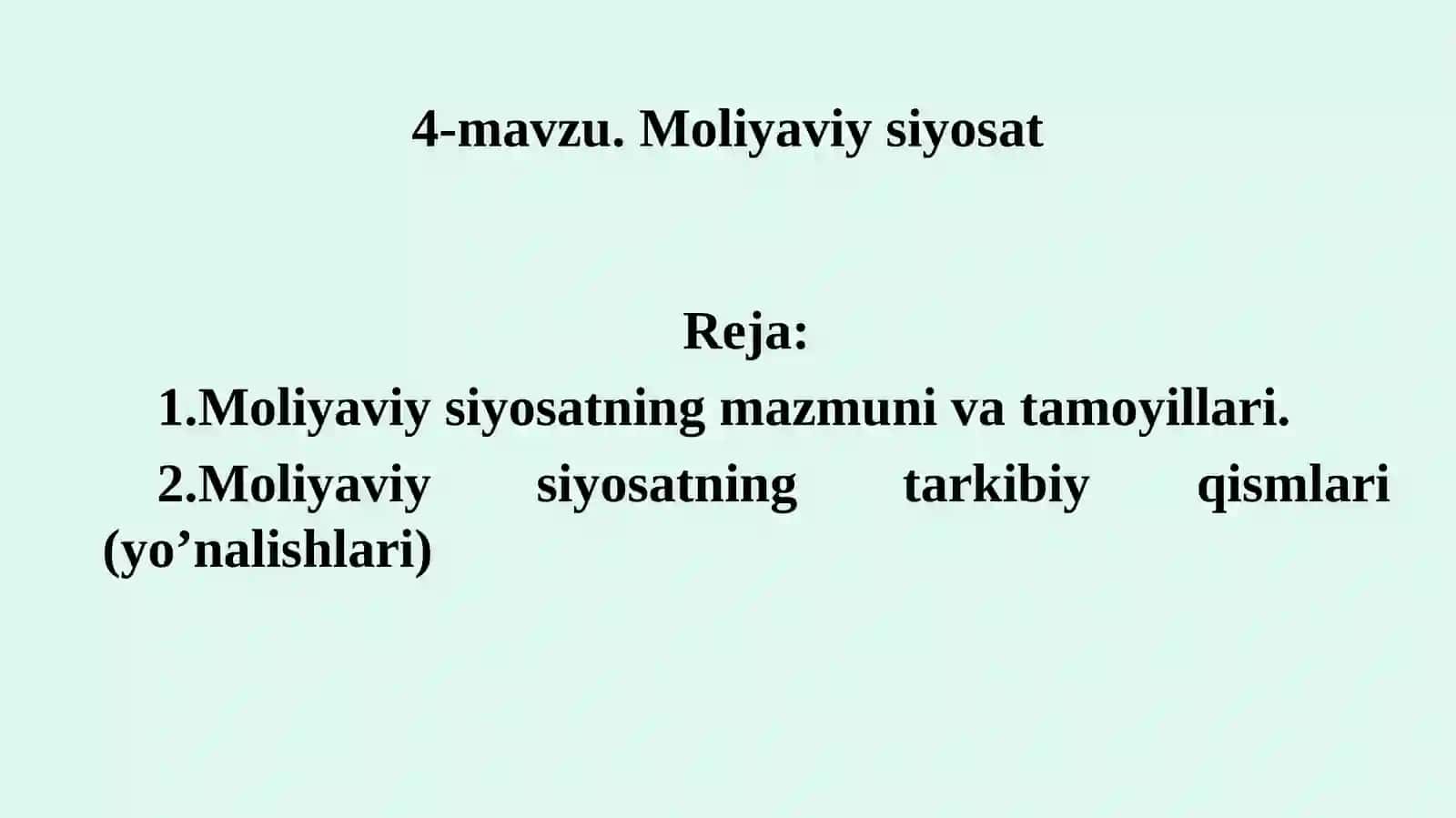 Moliyaviy siyosat 2