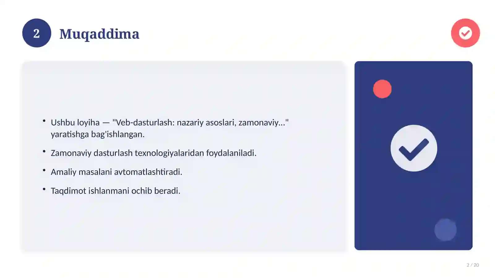Veb-dasturlash: nazariy asoslari, zamonaviy yondashuvda (Esse) 2