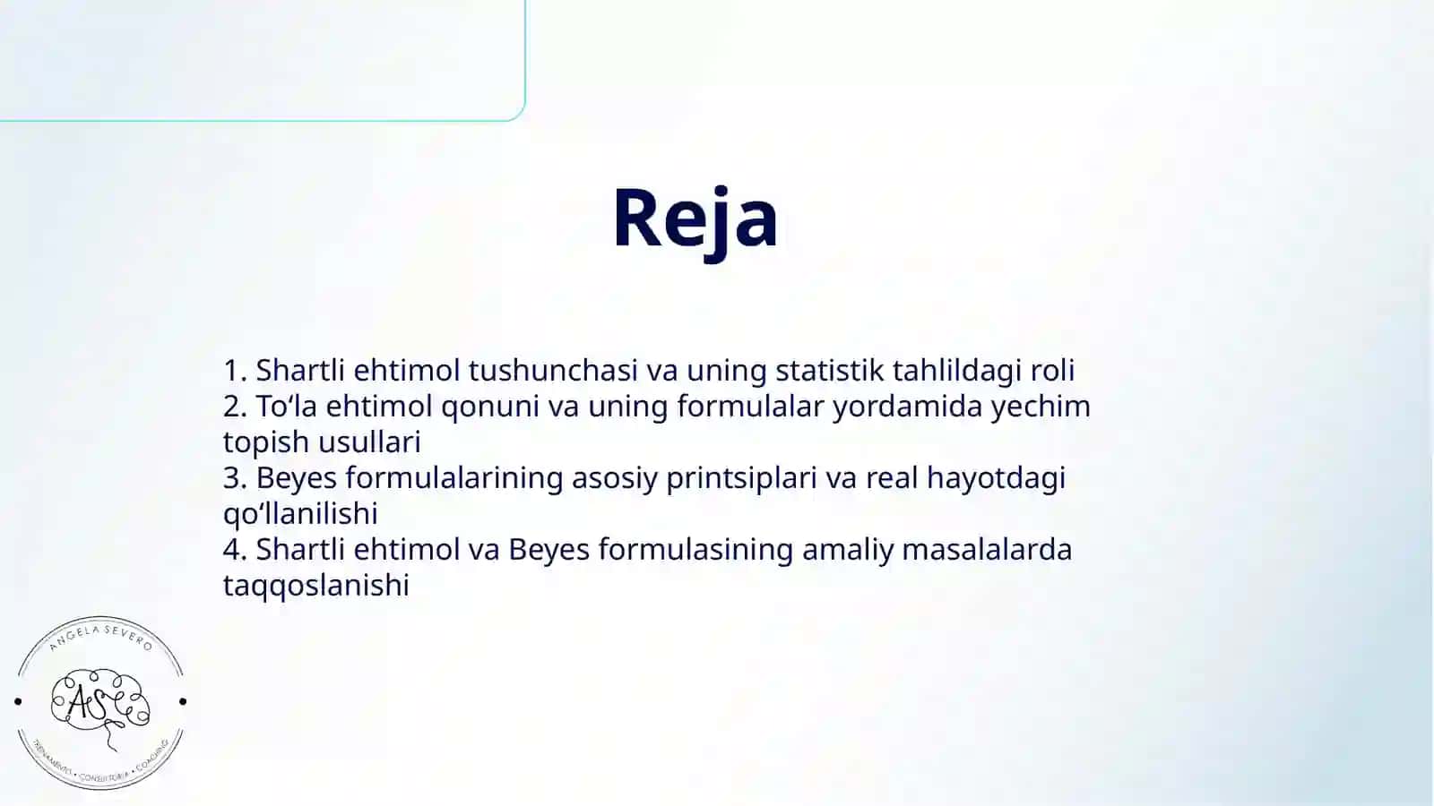 SHARTLI EHTIMOL, TO‘LA EHTIMOL VA BEYES FORMULALARI 2