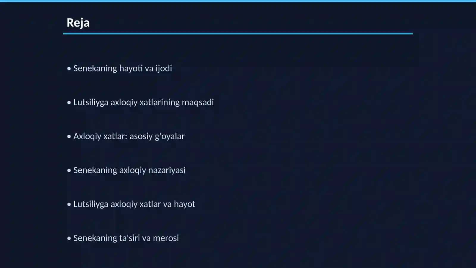 Senekaning "Lutsiliyga axloqiy xatlar"asari 2