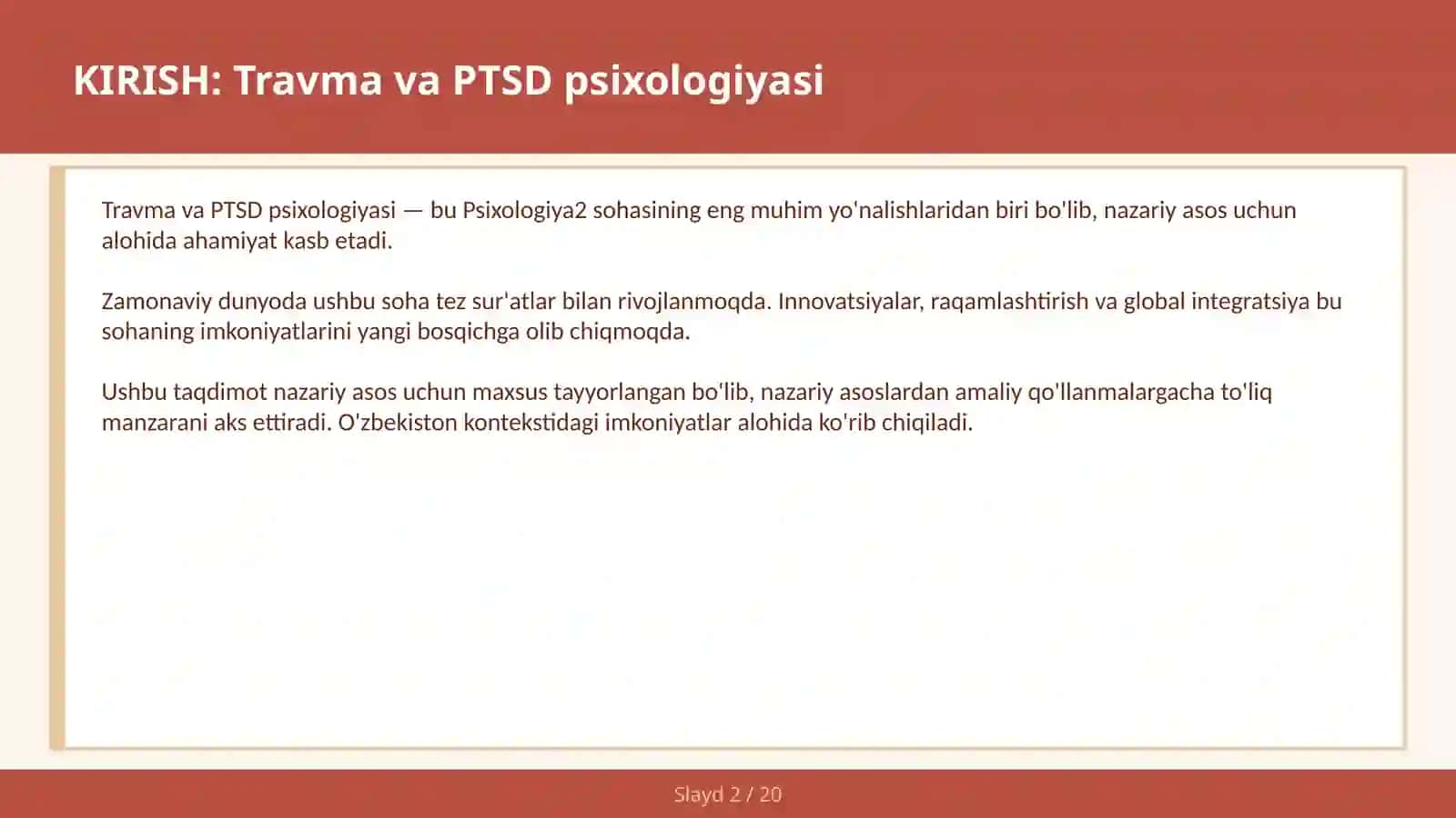 TRAVMA VA PTSD PSIXOLOGIYASI 2