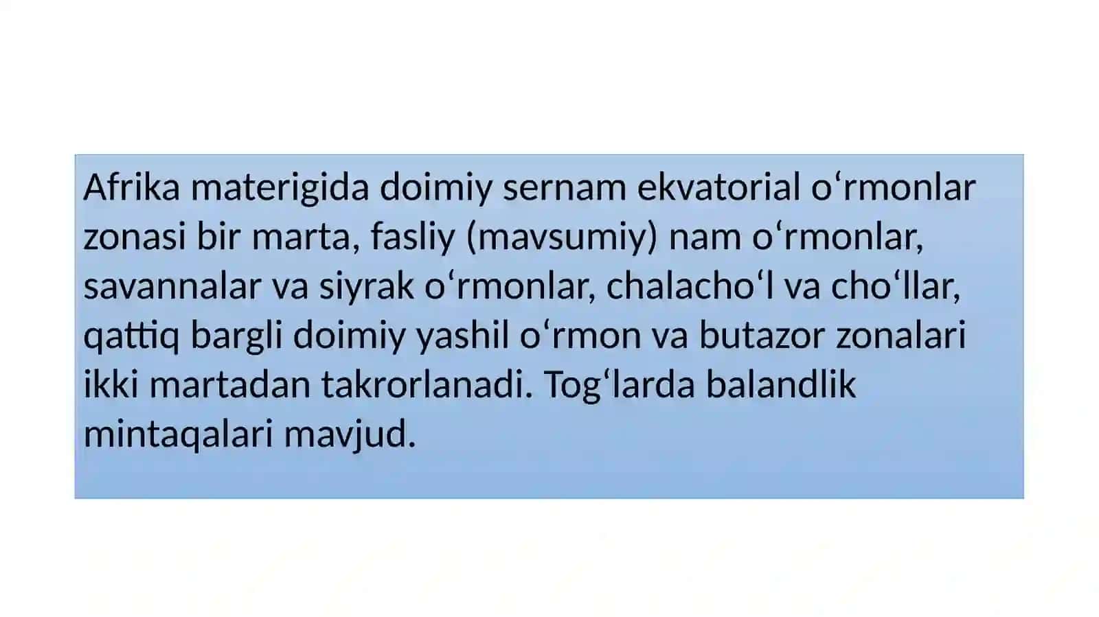 Afrika materigining tabiat zonalari 2