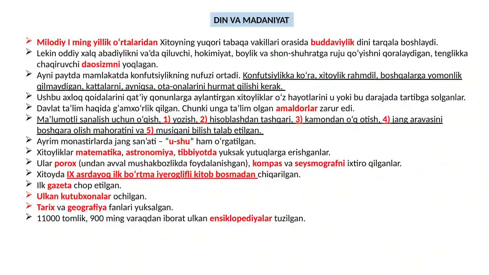 Xitoy, Koreya, Yaponiya va Hindiston xalqlari madaniyati 2