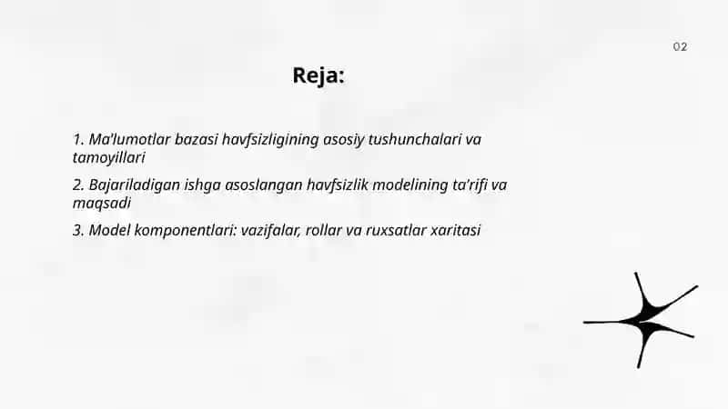 Bajariladigan ishga asoslangan havfsizlik modeli 2