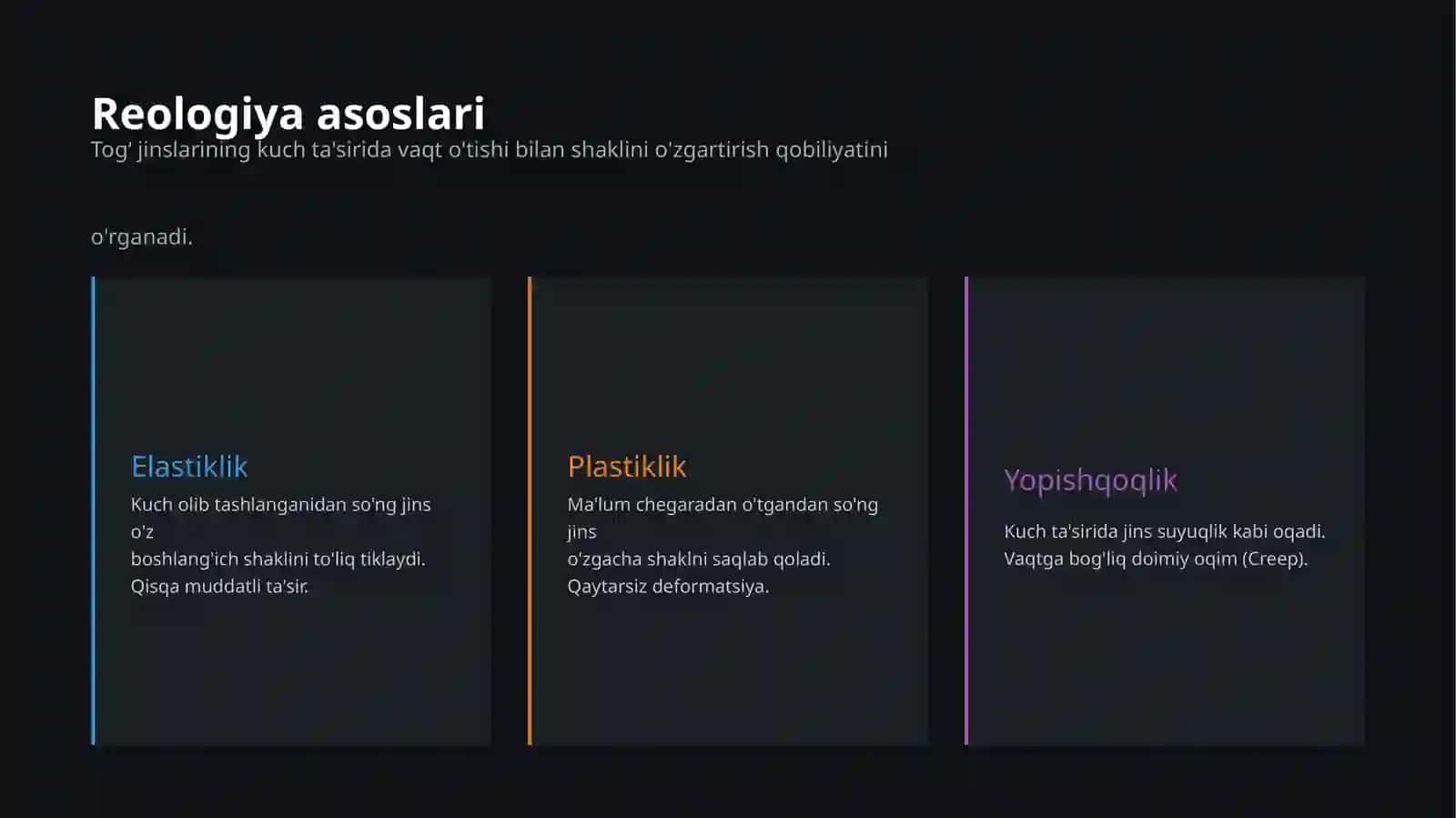 Togʻ jinslarining geologik xossalari 2