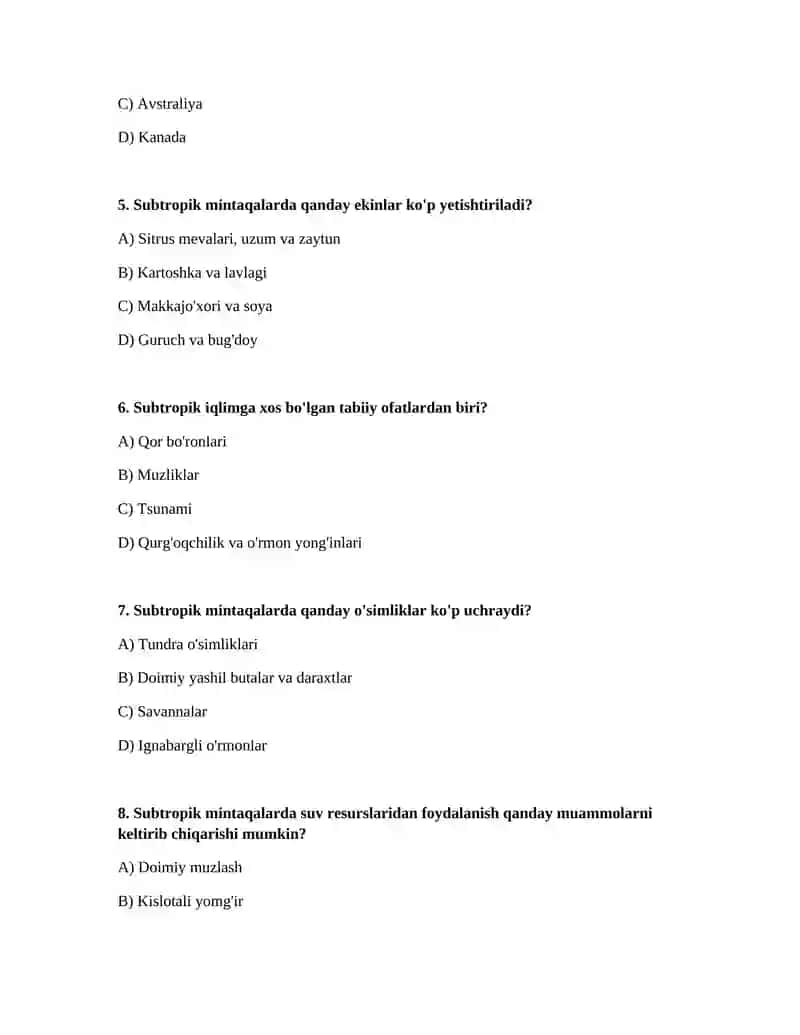 Suptropik mintaqalar 2