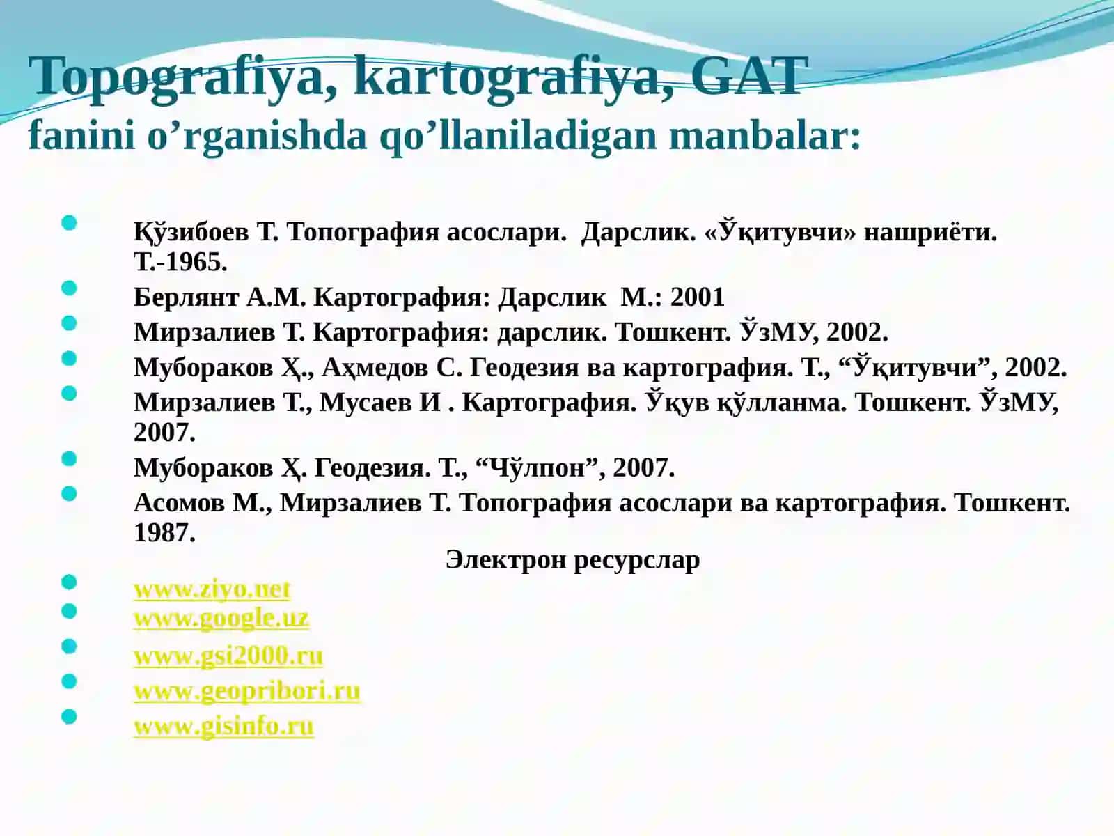 Topografiya, kartografiya, GAT 2