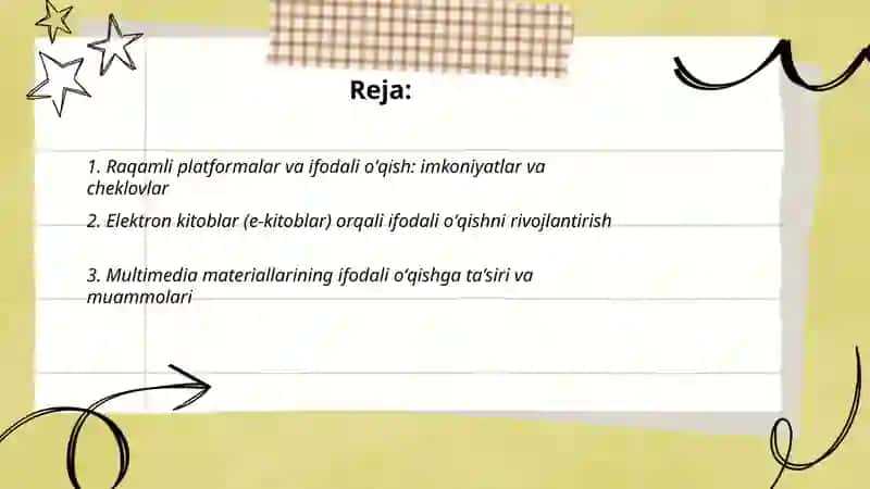 Raqamli muhit va ifodali oʻqish:imkoniyatlar va muommolar 2