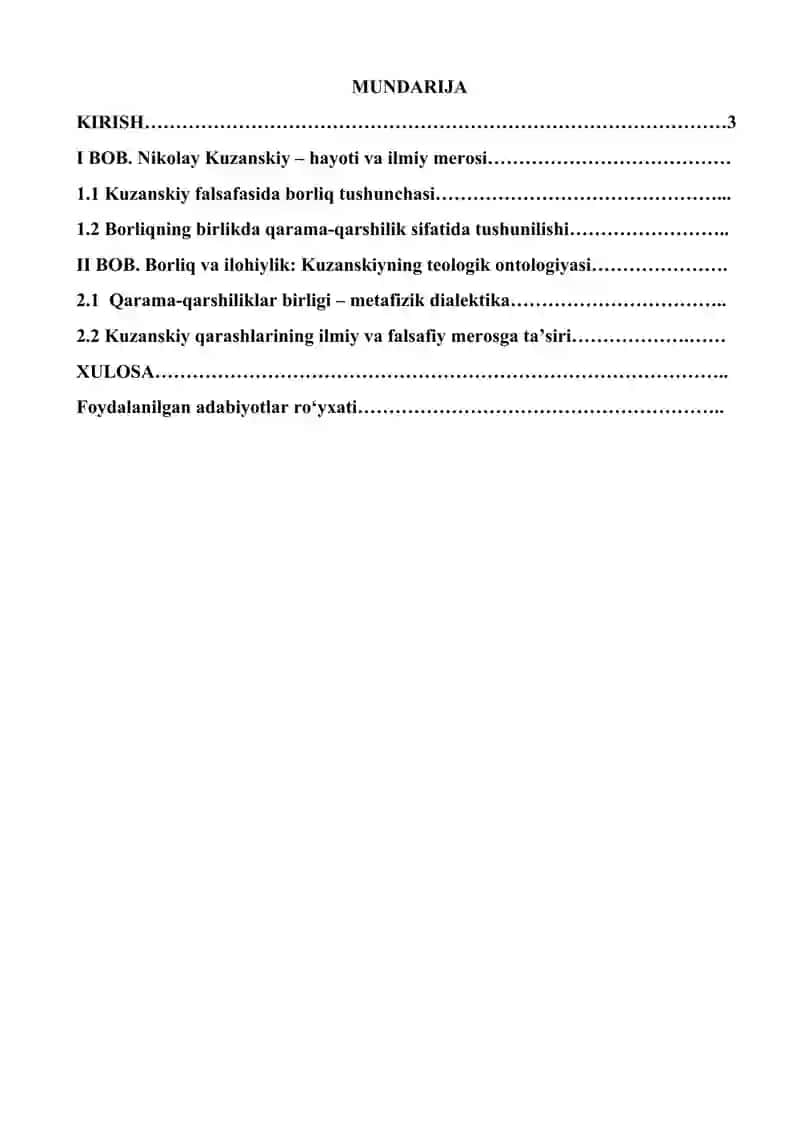 Nikolay Kuzanskiyning borliq haqidagi ta’limoti 2