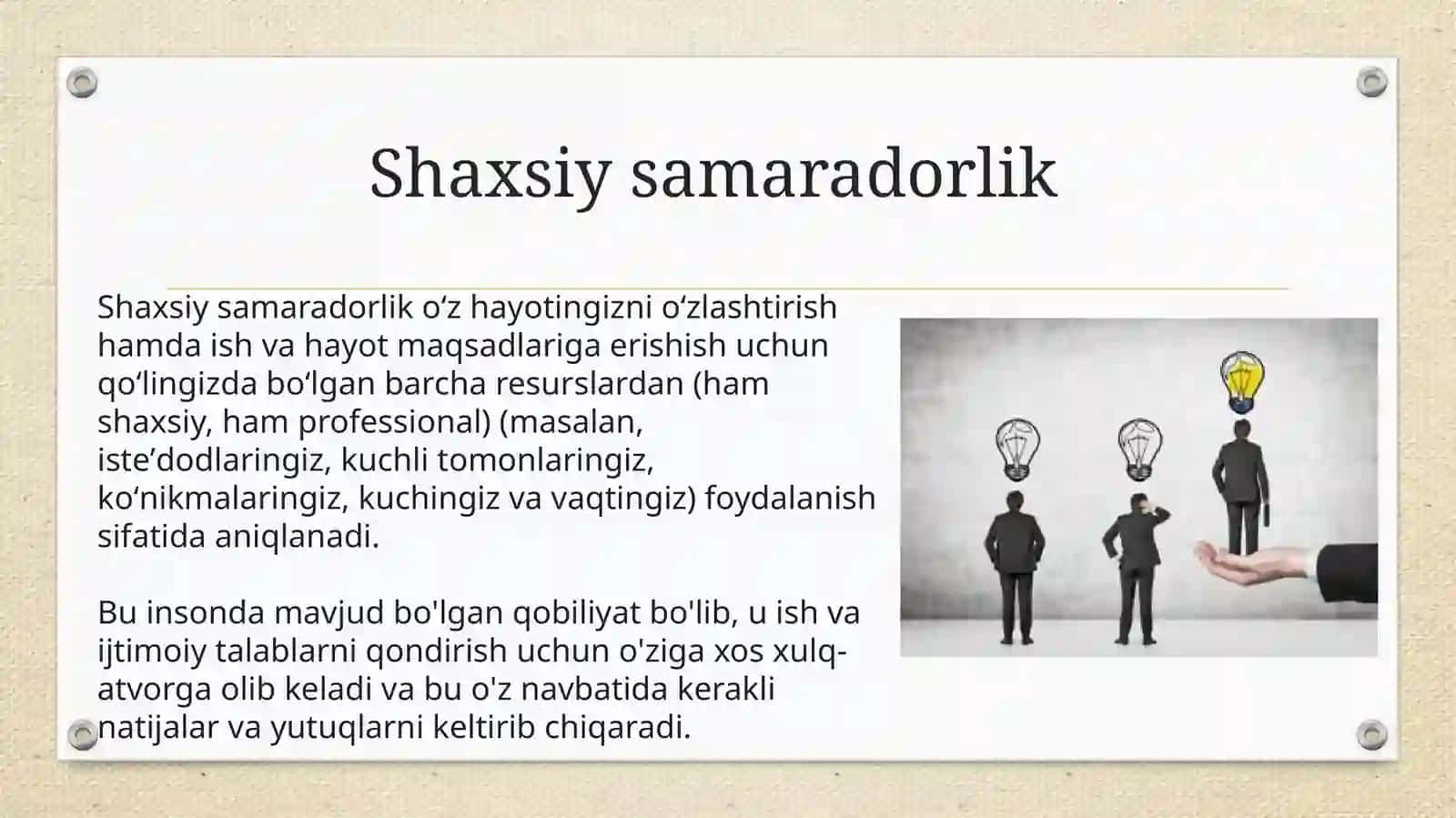 Shaxsiy samaradorlik 2