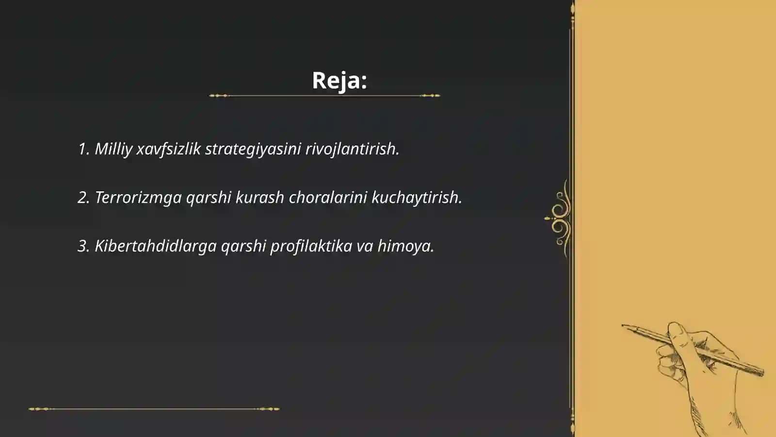 Milliy xafsizlikni taminlash borasida amalga oshiralayotgan ishlarning mazmun mohiyati 2