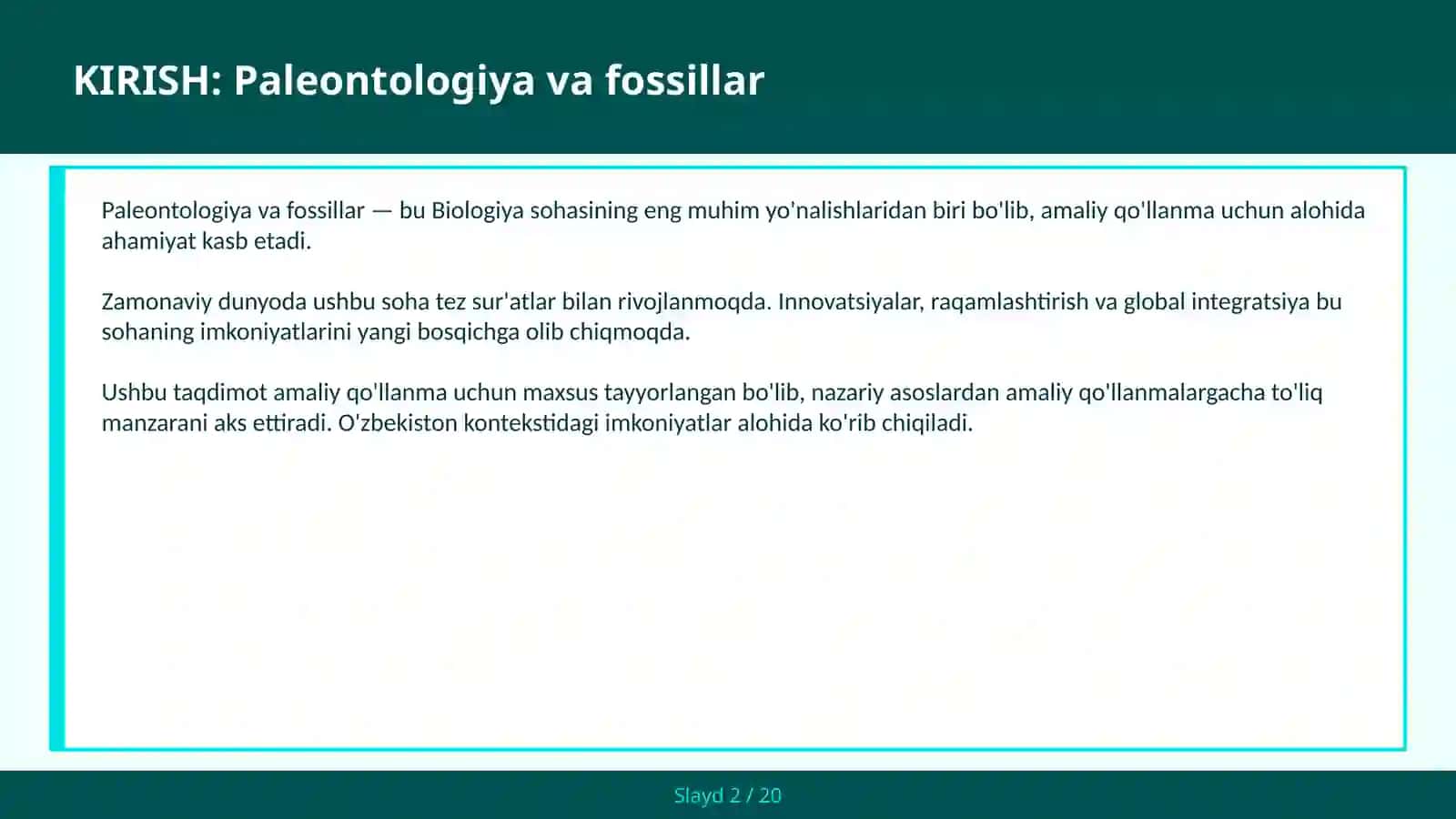 Paleontologiya va fossillar 2