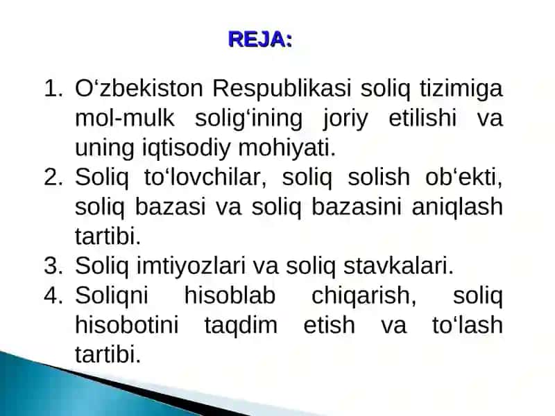 YURIDIK SHAXSLARNING MOL-MULKIGA SOLINADIGAN SOLIQ 2