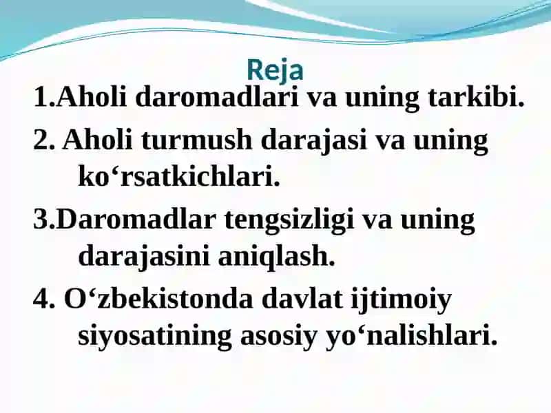 Aholi daromadlari va uning tarkibi 2