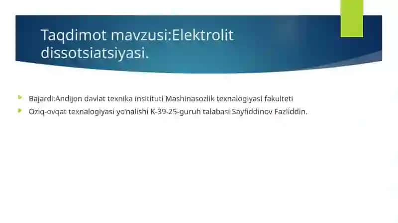 Elektrolit dissotsiatsiyasi 2