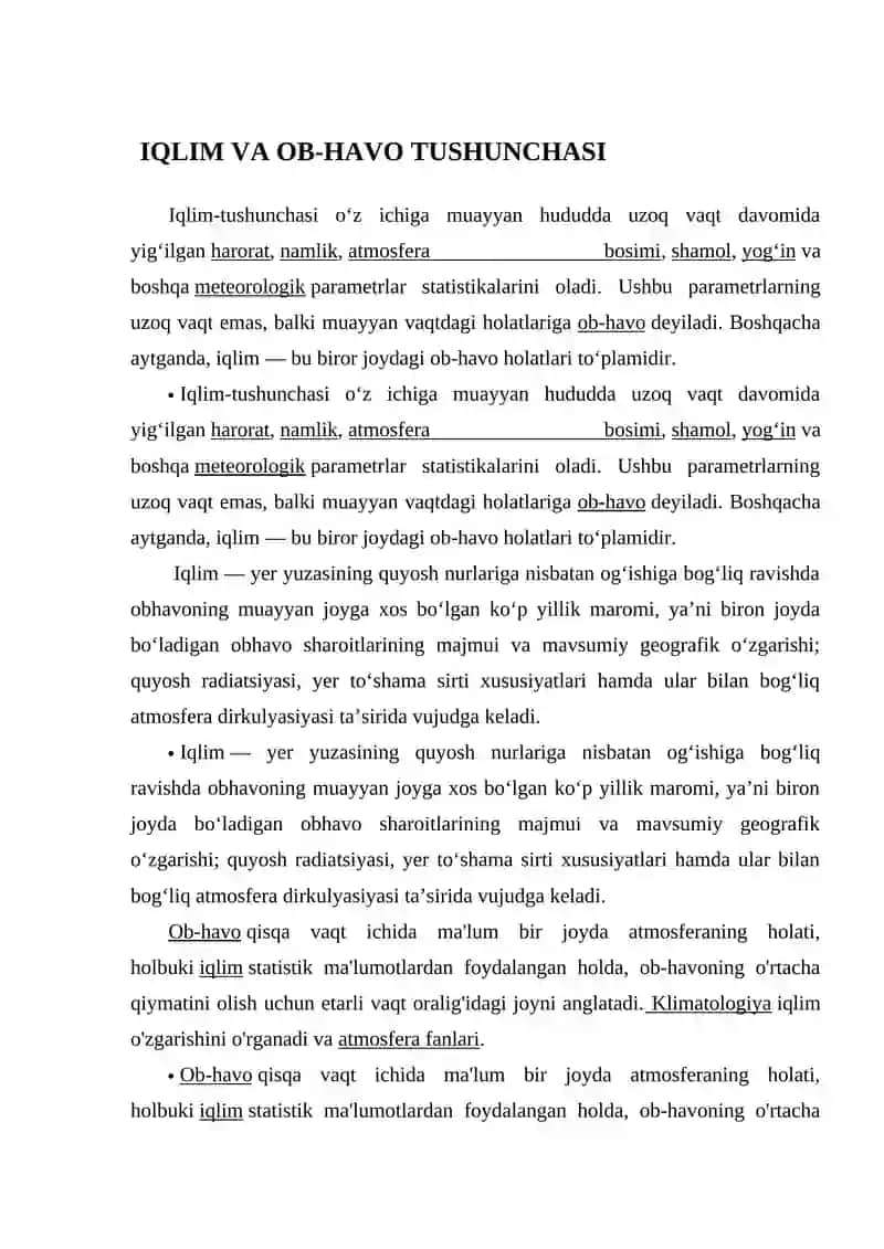 Iqlim va Ob-havo Tushunchasi 2