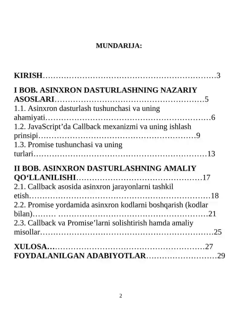 Asinxron dasturlash (Callback, Promise) 2