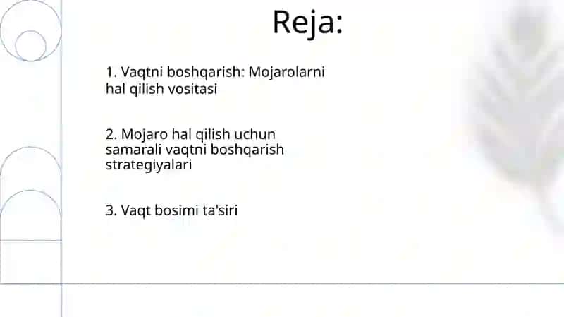 Mojaro va Vaqtni Boshqarishni Ta'riflash 2