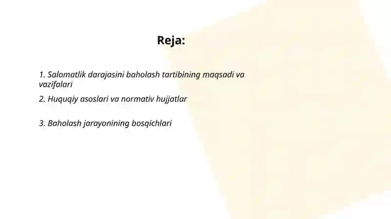 Salomatlik darajasini baholash tartibi 2